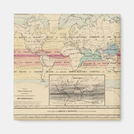 Karte der Welt 2 Magnet (Vorne)
