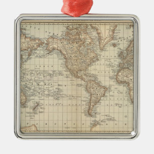 Karte der Welt 2 Ornament Aus Metall