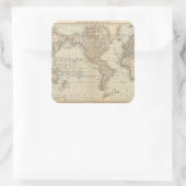 Karte der Welt 2 Quadratischer Aufkleber (Tasche)