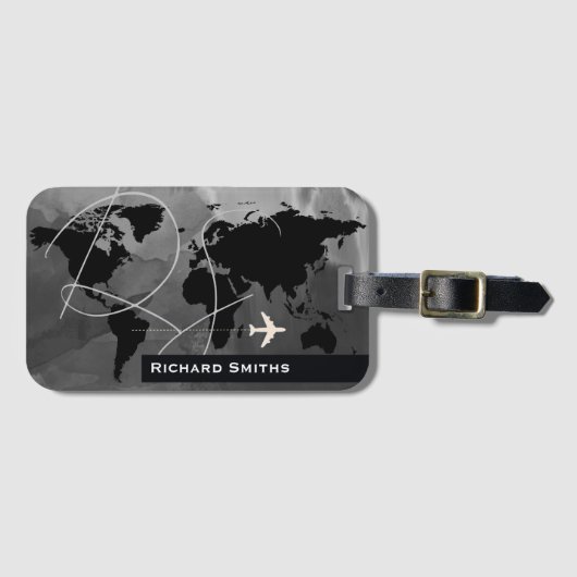 Karte der Welt Aero Personalisiert Gepäckanhänger (Vorderseite (Horizontal))