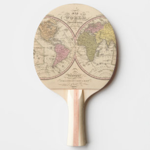 Karte der Welt auf der kugelförmigen Projektion 2 Tischtennis Schläger
