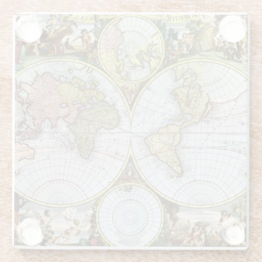 Karte der Welt Glasuntersetzer (Rückseite)