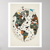 Karte der Welt, Inspiriert Charley Harper Poster (Vorne)
