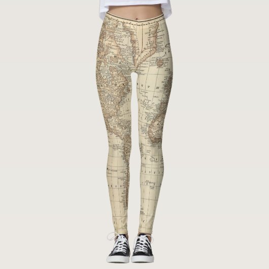 Karte der Welt Leggings (Vorderseite)