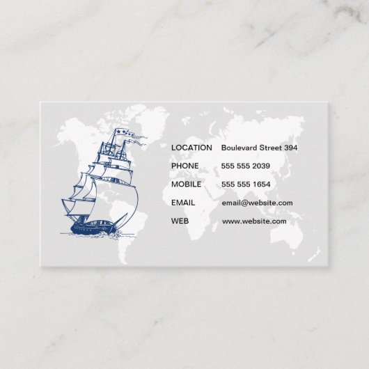 Karte der Welt / Segelschiff (Vorderseite)