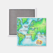 Karte der Welt und des Äquators Magnet (Vorderseite/Rückseite)