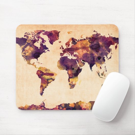 Karte der Weltkarte-Aquarell-Malerei Mousepad (Mit Mouse)
