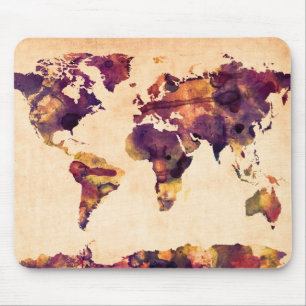 Karte der Weltkarte-Aquarell-Malerei Mousepad