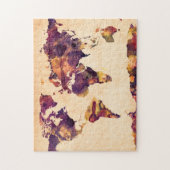 Karte der Weltkarte-Aquarell-Malerei Puzzle (Vertikal)