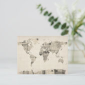 Karte der Weltkarte aus alten Postkarten (Stehend Vorderseite)