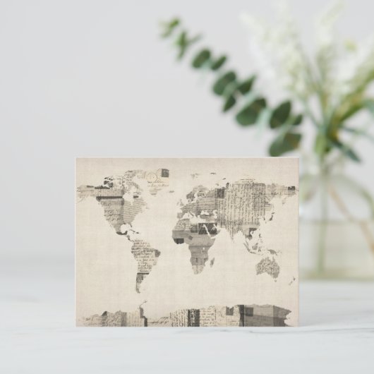 Karte der Weltkarte aus alten Postkarten (Stehend Vorderseite)