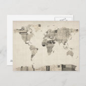 Karte der Weltkarte aus alten Postkarten (Vorne/Hinten)