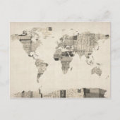 Karte der Weltkarte aus alten Postkarten (Vorderseite)