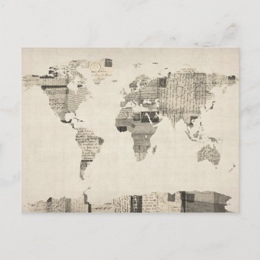 Karte der Weltkarte aus alten Postkarten (Vorderseite)