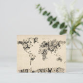 Karte der Weltkarte aus alten Uhren (Stehend Vorderseite)