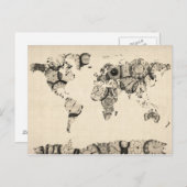 Karte der Weltkarte aus alten Uhren (Vorne/Hinten)