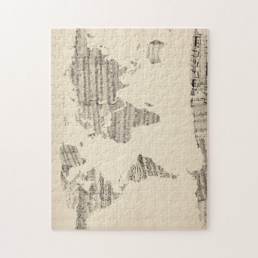 Karte der Weltkarte von den alten Noten Puzzle (Vertikal)