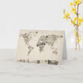 Karte der Weltkarte von den alten Postkarten (Gelbe Blume)