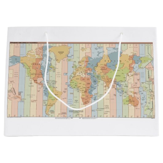 Karte der Weltzeitzonen Große Geschenktüte (Vorderseite)