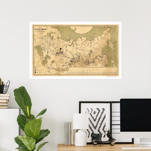 Karte der Wertvollen Metalle des russischen Reiche Poster (Heimbüro)