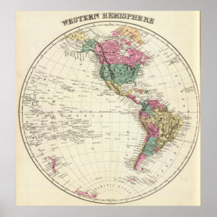 Karte der Western-Hemisphäre Poster