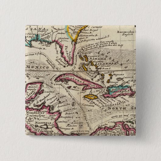 Karte der Westindien, Mexiko oder Neuen Spanien Button (Vorderseite)
