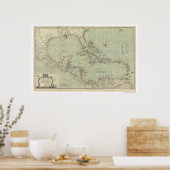 Karte der Westindischen Inseln - 1774 Poster (Küche)