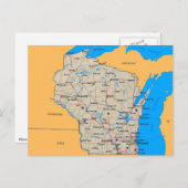 Karte der Wisconsin-Postkarten (Vorne/Hinten)