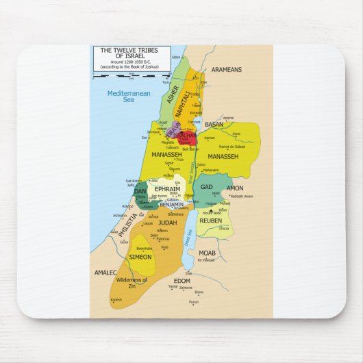 Karte der zwölf Stämme Israels von 1200 bis 1050 Mousepad (Vorne)