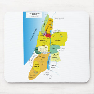 Karte der zwölf Stämme Israels von 1200 bis 1050 Mousepad