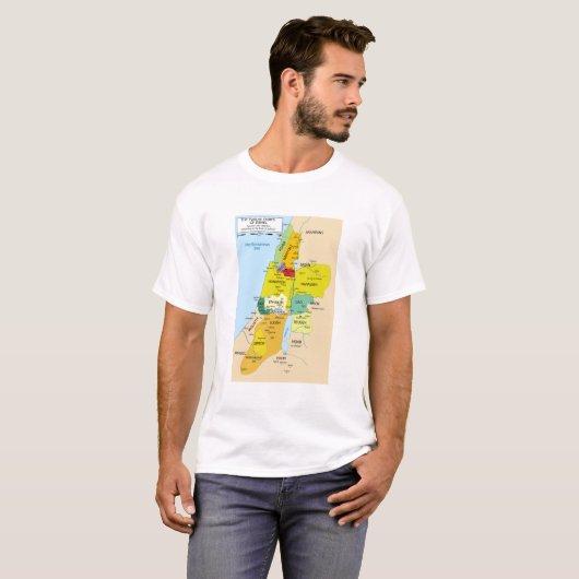 Karte der zwölf Stämme Israels von 1200 bis 1050 T-Shirt (Vorne ganz)