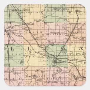 Karte des Allegan-Landkreises, Michigan Quadratischer Aufkleber