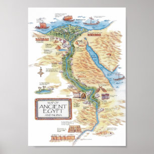 Karte des alten Ägypten und Nubien Poster