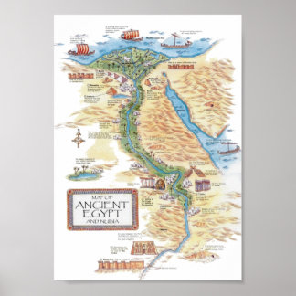 Karte des alten Ägypten und Nubien Poster
