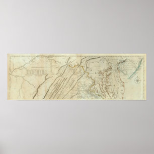 Karte des am meisten bewohnten Teils von Virginia, Poster