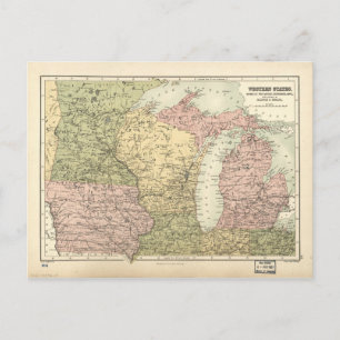 Karte des amerikanischen Mittleren Westens (1873)