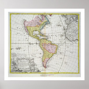 Karte des Amerikas, veröffentlicht von Homann, Poster
