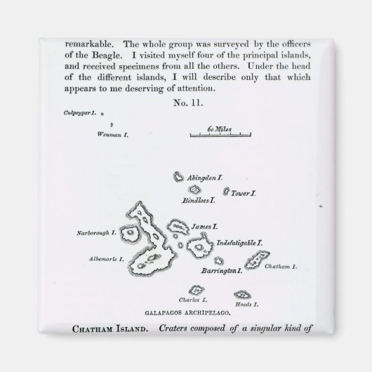 Karte des Archipels Galapagos, 1844 Magnet (Vorne)