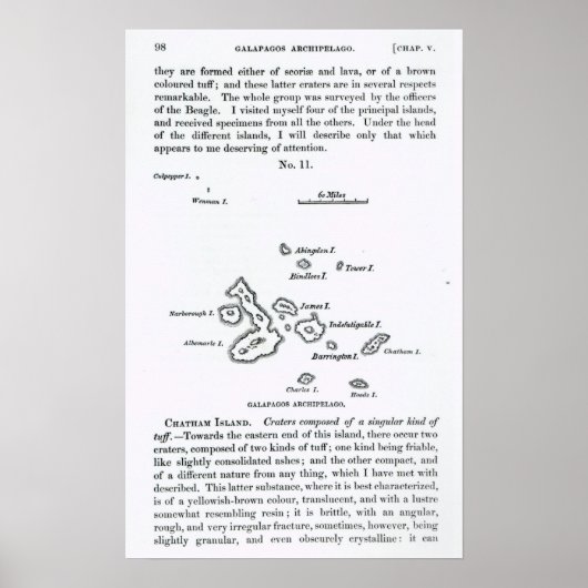 Karte des Archipels Galapagos, 1844 Poster (Vorne)