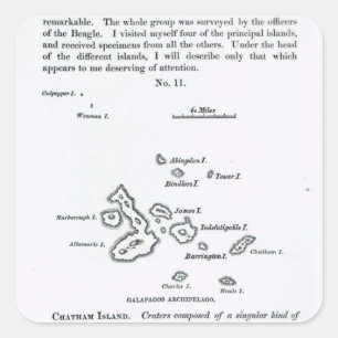 Karte des Archipels Galapagos, 1844 Quadratischer Aufkleber
