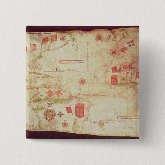 Karte des Atlantiks, c.1550 Button (Vorderseite)