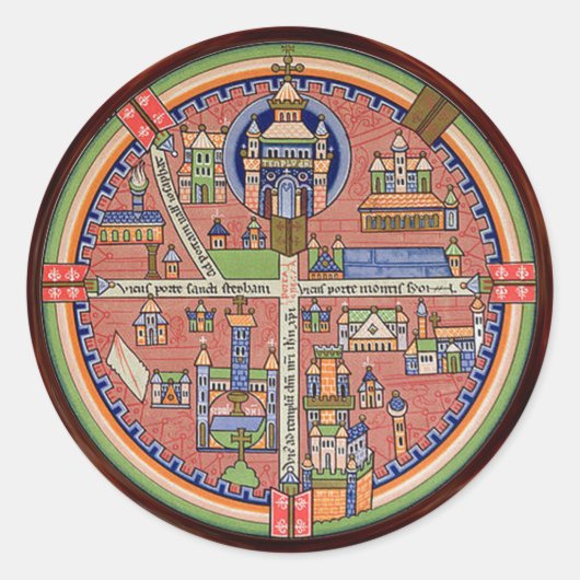 Karte des Aufklebers Jerusalem Runder Aufkleber (Vorderseite)