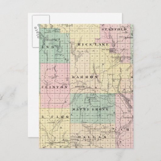 Karte des Barron-Landkreises, Staat von Wisconsin (Vorne/Hinten)