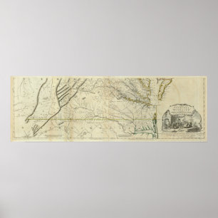 Karte des bewohntesten Teils von Virginia Poster