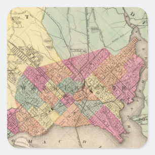 Karte des Bezirks Columbia, Washington Quadratischer Aufkleber