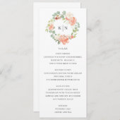 Karte des Blumenkohlmenüs "Soft Peach Floral Monog (Vorne/Hinten)