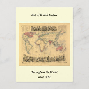 Karte des britischen Empires weltweit aus den 1850