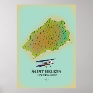 Karte des britischen Überseegebiets Saint Helena Poster