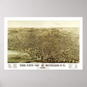Karte des Büffels, NY ab 1880 Poster