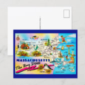 Karte des Bundesstaates Massachusetts Postkarte (Vorne/Hinten)